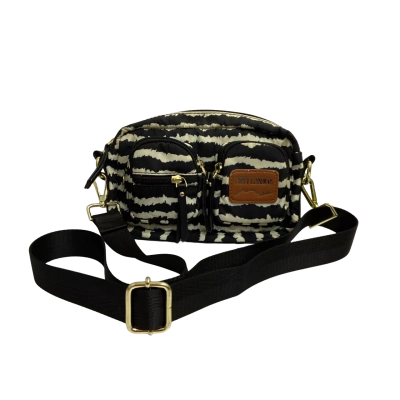 Poppy Lissiman Womens Cross Body Bag Black  / White 
