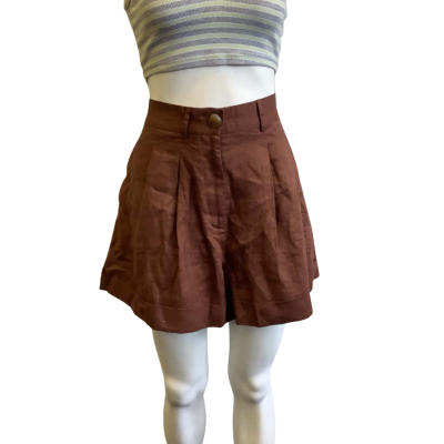 BNWT Sheike Women's Size 12 Marissa Linen Short Chocolate Brown 