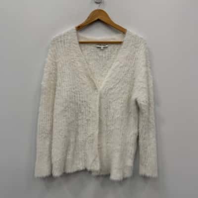 Miss Shop White Fluffy Cardigan - Size S 