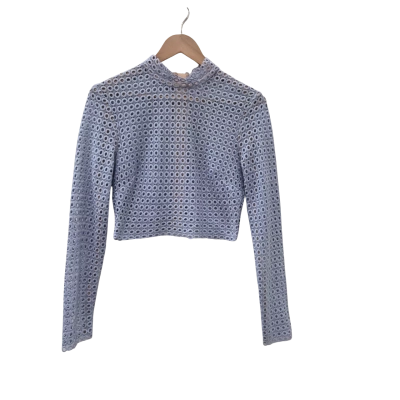 Keepsake the Label Womens  Size S Light Blue Long Sleeve Top with Zipper Back