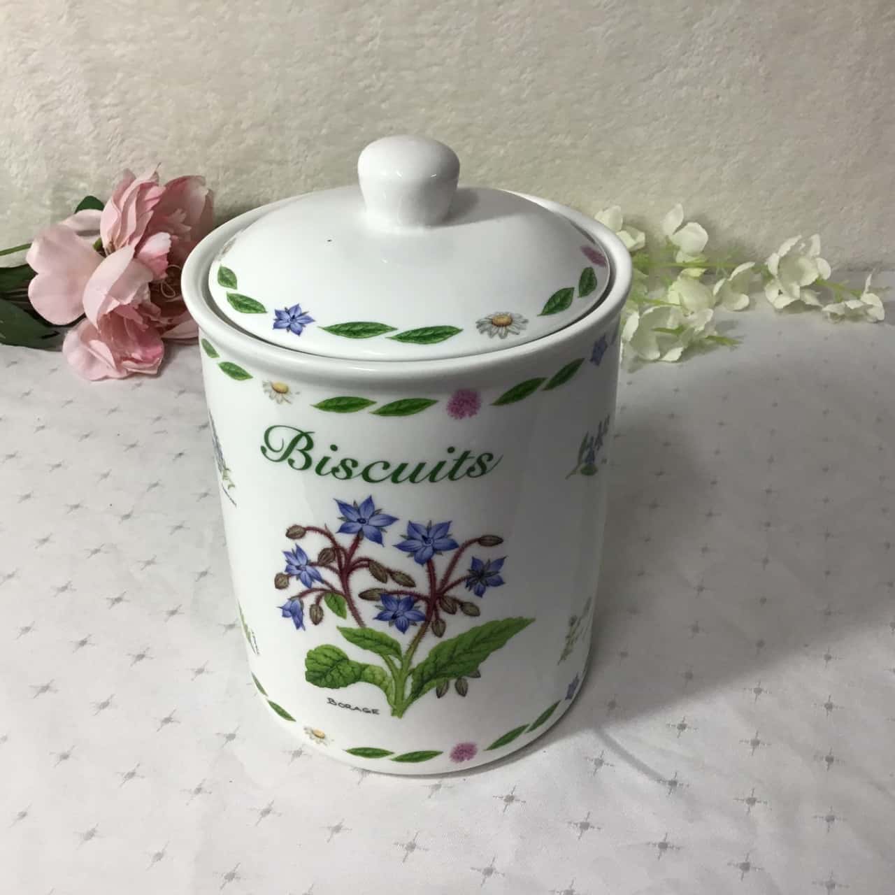 Kent Pottery Herb Garden Collection Porcelain Biscuit Cannister