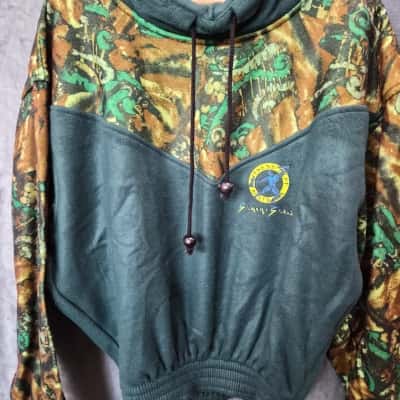  Vintage Womens  Size XS Cropped Jumper Green / Pattern 
