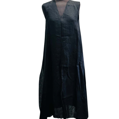 MAX MARA Size 6 Linen Casual Dress Black  