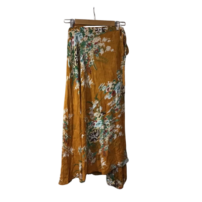 Tree of Life Womens  One Size Mustard / White / Red / Teal Floral Midi Wrap Skirt 