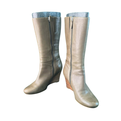 Ecco Womens Size 40 Wedge heel Khaki calf- high boots 