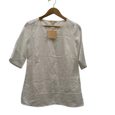 Noni B Women's Linen Blend Top With Sequin Size 8 Off White RRP$100