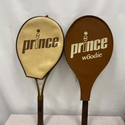  Set of two Prince Woodie Ash Maple & Graphite  vintage Tennis Rackets with Original Cover 
