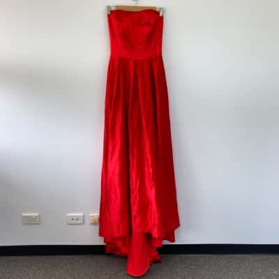 Red Strapless Evening Maxi Dress Size 8