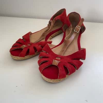 Zensu Red Leather Sandals  Size 6.5 