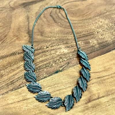 Vintage Silver Leaf Panal Necklace 