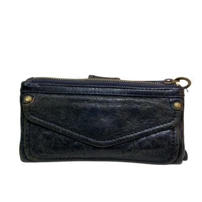 Womens Fossil Black Wallet Bifold 