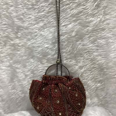  Women’s Vintage style beaded Burgundy Evening Bag 