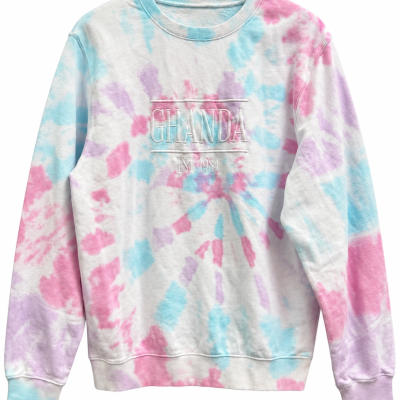 Ghanda Pastel Tie-Dye Embroidered Crewneck Sweatshirt Size 10