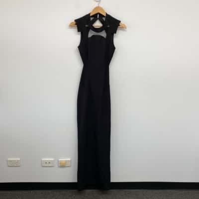 Sheike Black Open Back Evening Maxi Dress Size 8 