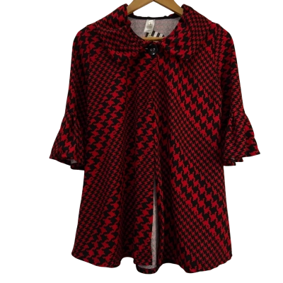 Wing - The king's Daughter - Womens Houndstooth Patterned Jackets - Size S - Black / Red 