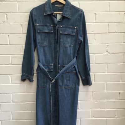 Feathers Womens  Size M Trench Coat Blue 