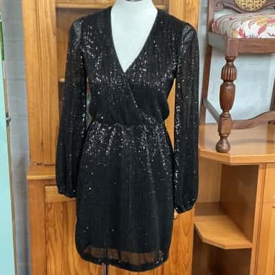 Forever New Womens  Size 4 Long Sleeve Dress Black  