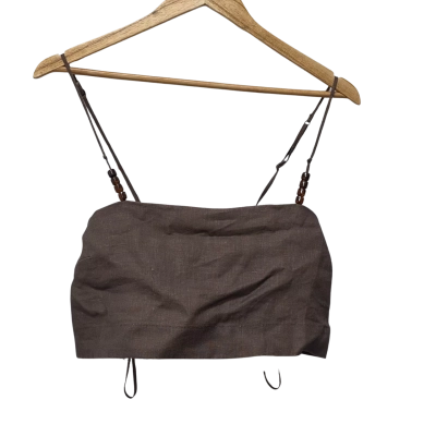 Faithful Womens  Size 10 Shoestring Strap Top Brown 