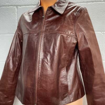  Womens  Size 12 Brown leather jacket size 12