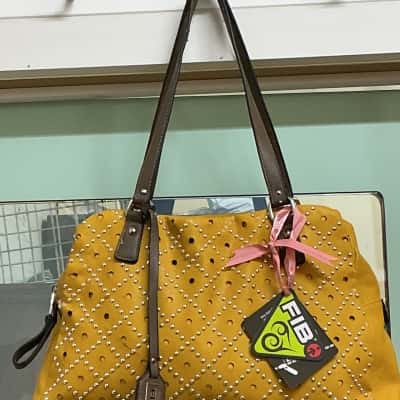 Fib Womens Handbag Silver / Yellow 