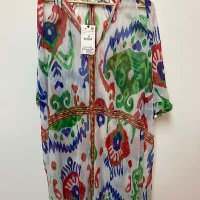 Zara Womens  Size L / M Casual Dress Multicoloured / White 
