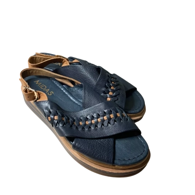 Midas Blue Leather Open Toe Sandals Size 40