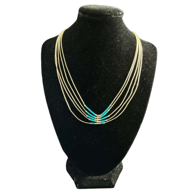 Sterling silver and turquoise beaded Necklace - made in Arizona Silver / Turquoise 