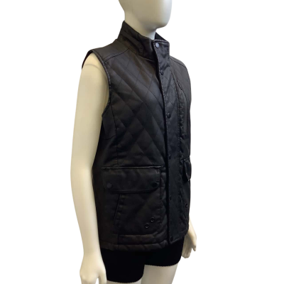 Fried Denim Mens Size S Quilted Faux Leather Vest Jacket Black 