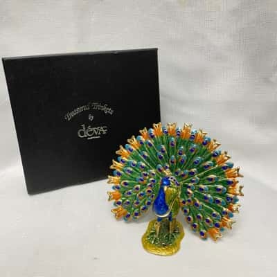 DEVA Peacock Fantail Trinket Box
