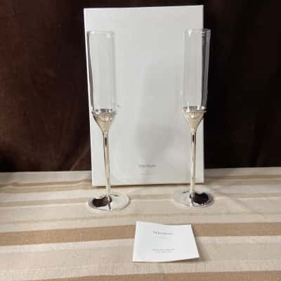 Vera Wang, Wedgwood, Set of Two, Silver Plated, Grosgrain Toasting Flutes