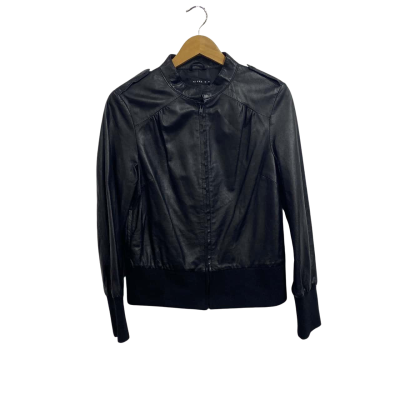 Nique Womens  Size M Black zip - up genuine leather jacket 