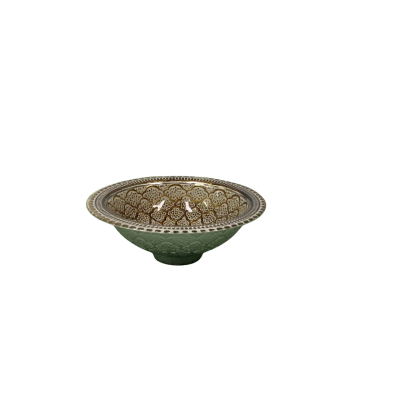 Heritage Gold & White Glass Bowl – Modern Spice Mandala Turkish Design