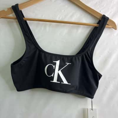 Calvin Klein Womens  Size L Bikini Top Black  