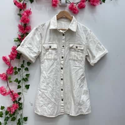 Billy J Womens Denim Dress Size 12 White 