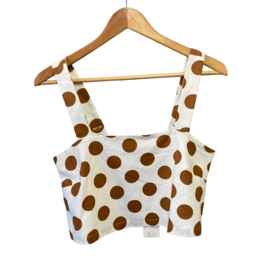 Mister Zimi Womens  Size 6 Cropped Top Brown / Polka Dot / White 