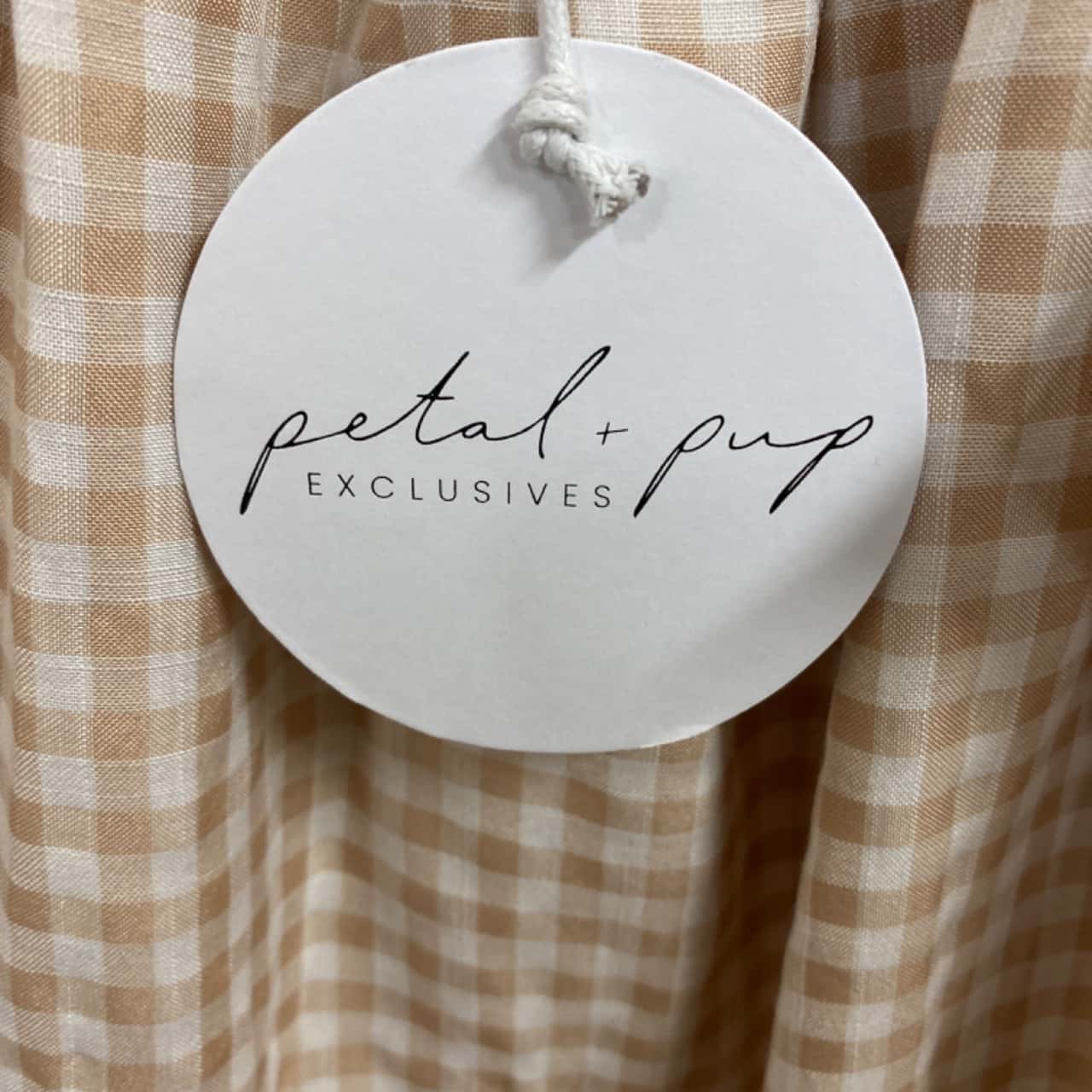 Petal + Pup Womens Size 8 Midi Dress Beige / Gingham / White (s)