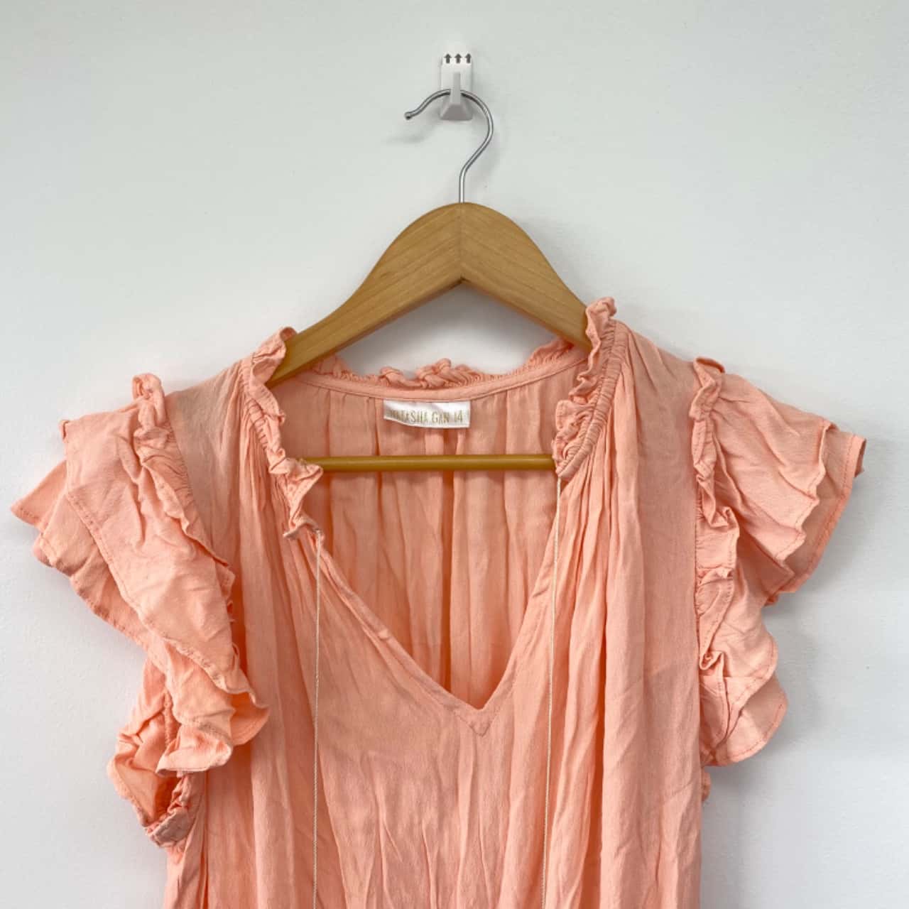 Natasha Gan Ruffle Sleeve Midi Dress Pink Size 14 / XL(s)