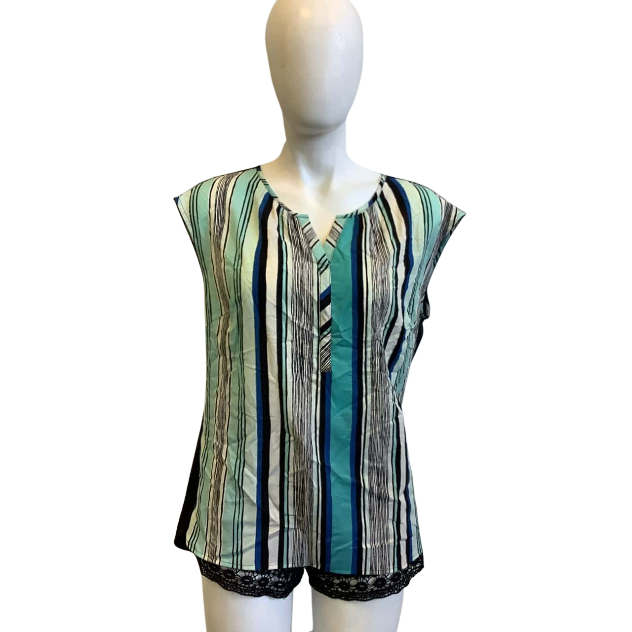 Van Heusen Women's Size L Sleeveless Top Shades of Blue, Black and