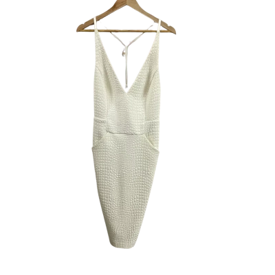 Sheike Womens  Size 12 Textured V-Neck Bodycon Dress White 