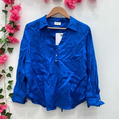 Sussan Womens Long Sleeve Top Size 10 Blue 