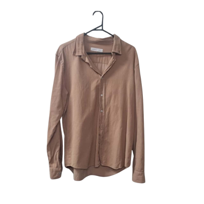 Assembly Label Men's Size L Corduroy Long Sleeve Shirt in Brown 
