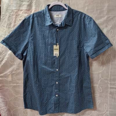  Maddox Men's Short Sleeves Shirt Size XL Blue Micro Pattern 