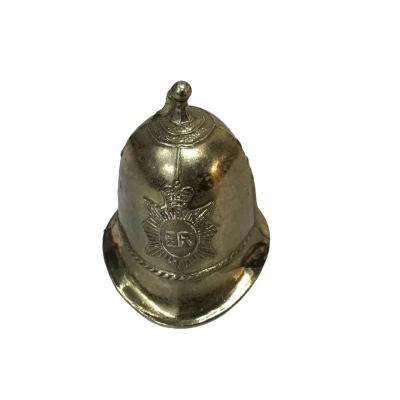 Vintage Miniature Metal Bell Shaped Like A Bobby Helmet Approx 5 x 6cm