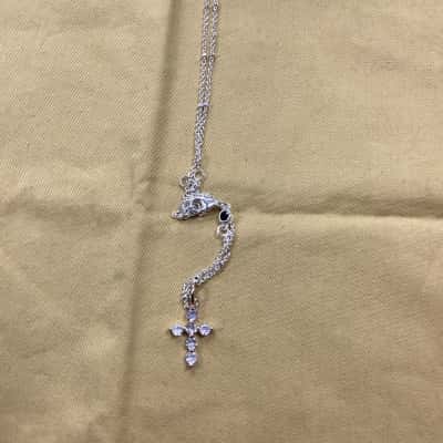  Womens Necklace White crucifix pendant
