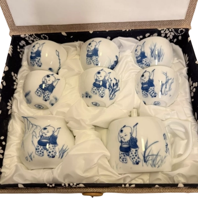 Blue and White Porcelain Tea Set Boxed