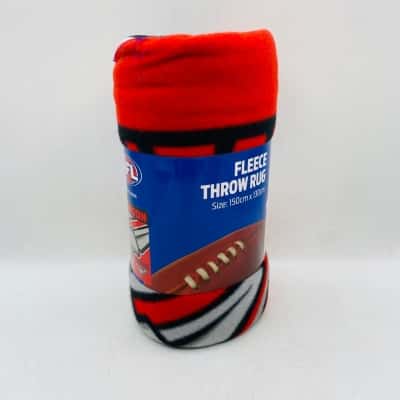 AFL Essendon Fleece Throw Rug 150cm x 130cm Fabric