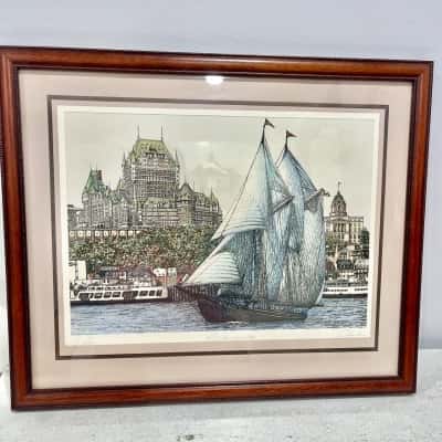 Nova Scotia Schooner Bluenose II Pencil Etching By Claude Andre’ Cloutier 