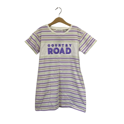 Country Road Kids  Size 7 Organic 100% cotton 5%Elastane ‘Logo Tee Wisteria’ Striped dress