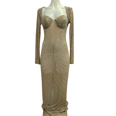  Womens  Size S Cocktail Dress Gold/crystal 