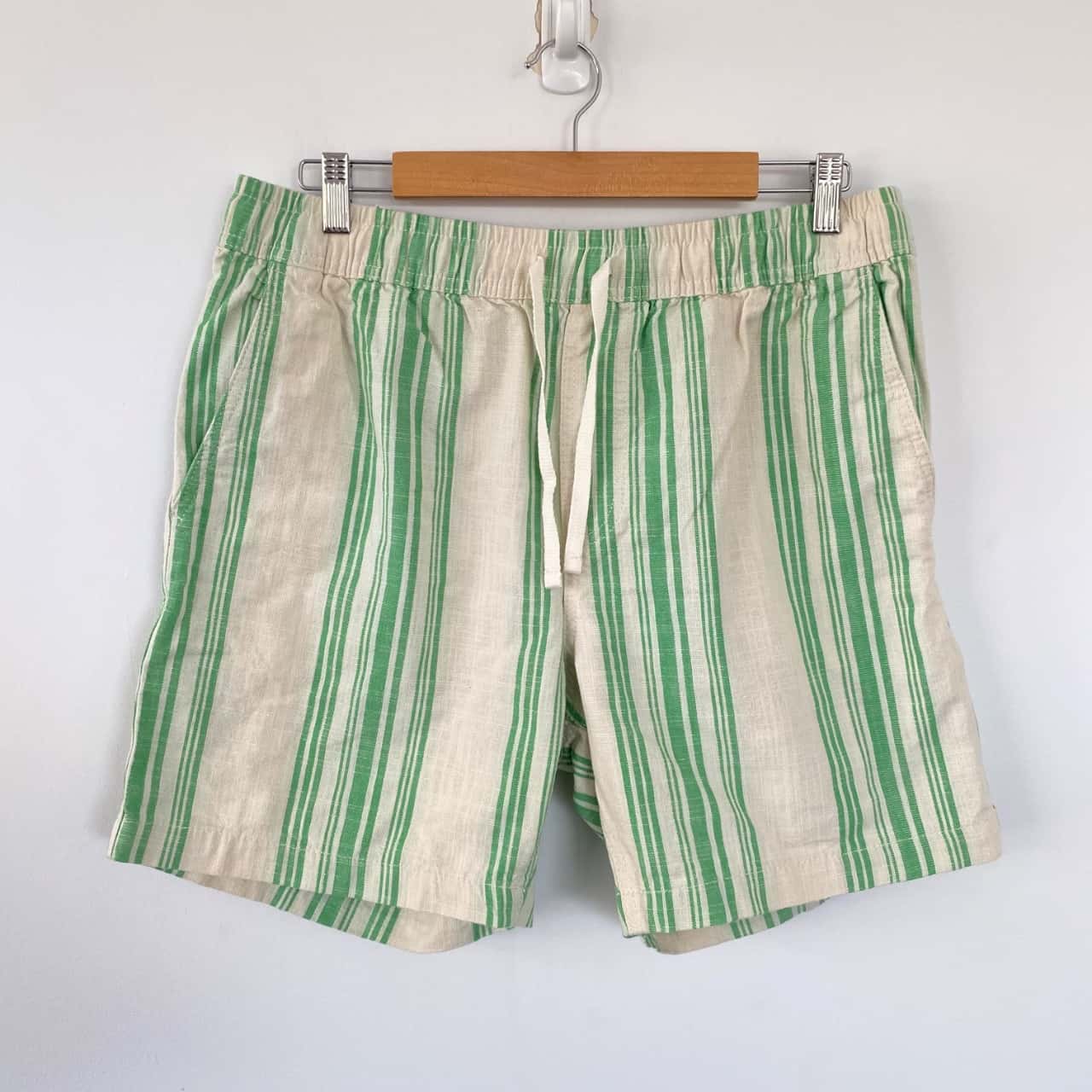 Cotton On Bright Green Striped Easy Shorts Size L (s)
